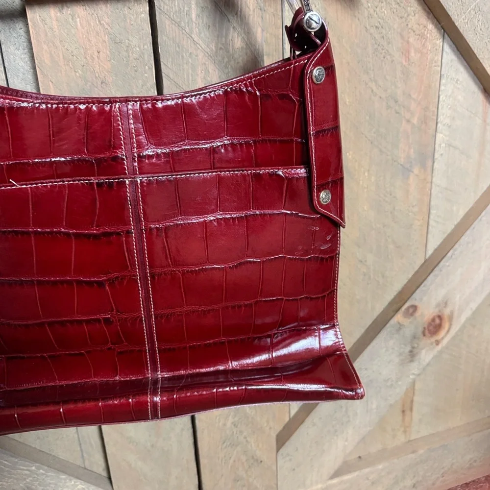 Brighton red croc embossed handbag - Picture 3 of 15